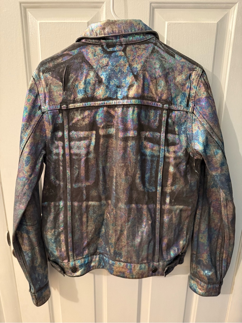 ASOS Holographic Metallic Oil Slick Trucker Jacket - Iridescent - Picture 5 of 10